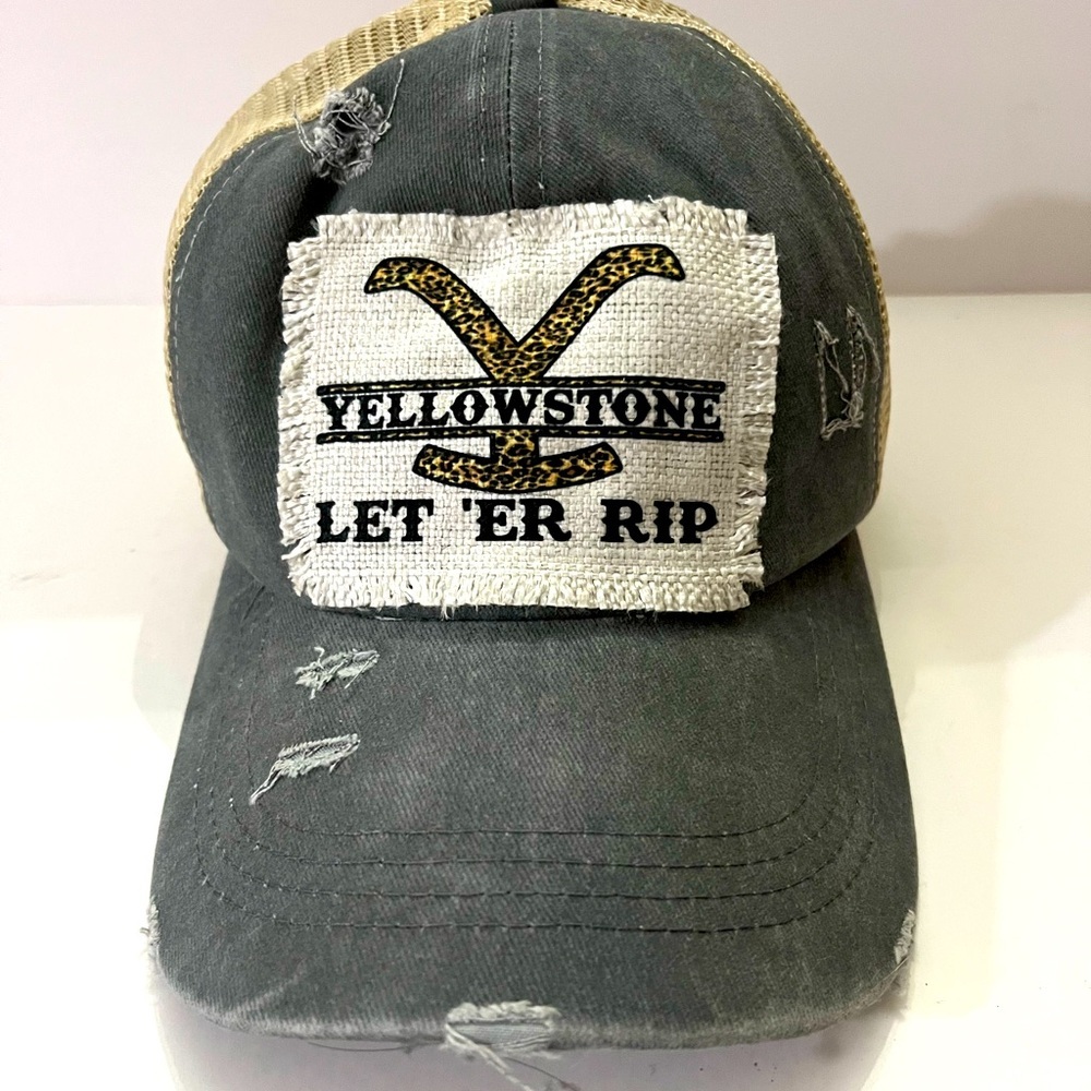 Yellowstone TV Series Pony Tail Hat, Let ‘er Rip, Distressed Cap